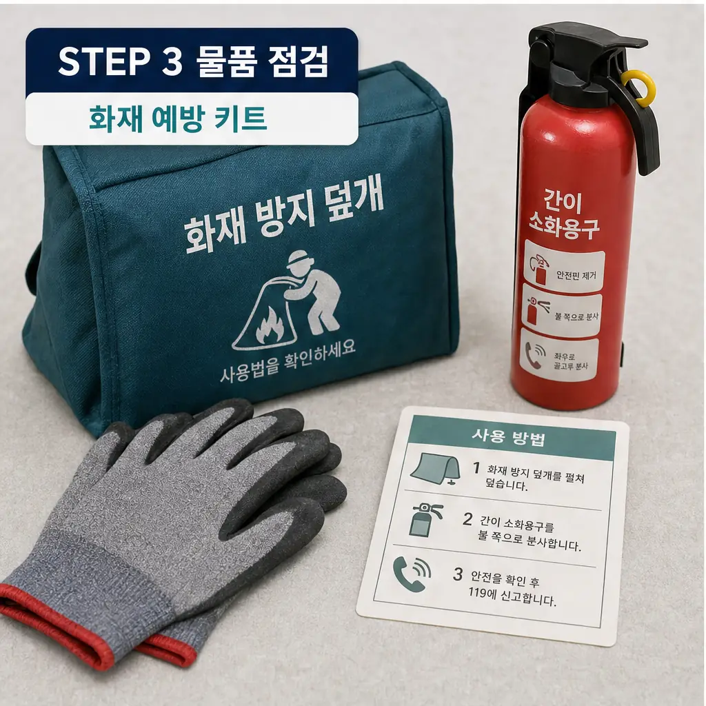전기차 화재 예방 키트 물품 점검 이미지