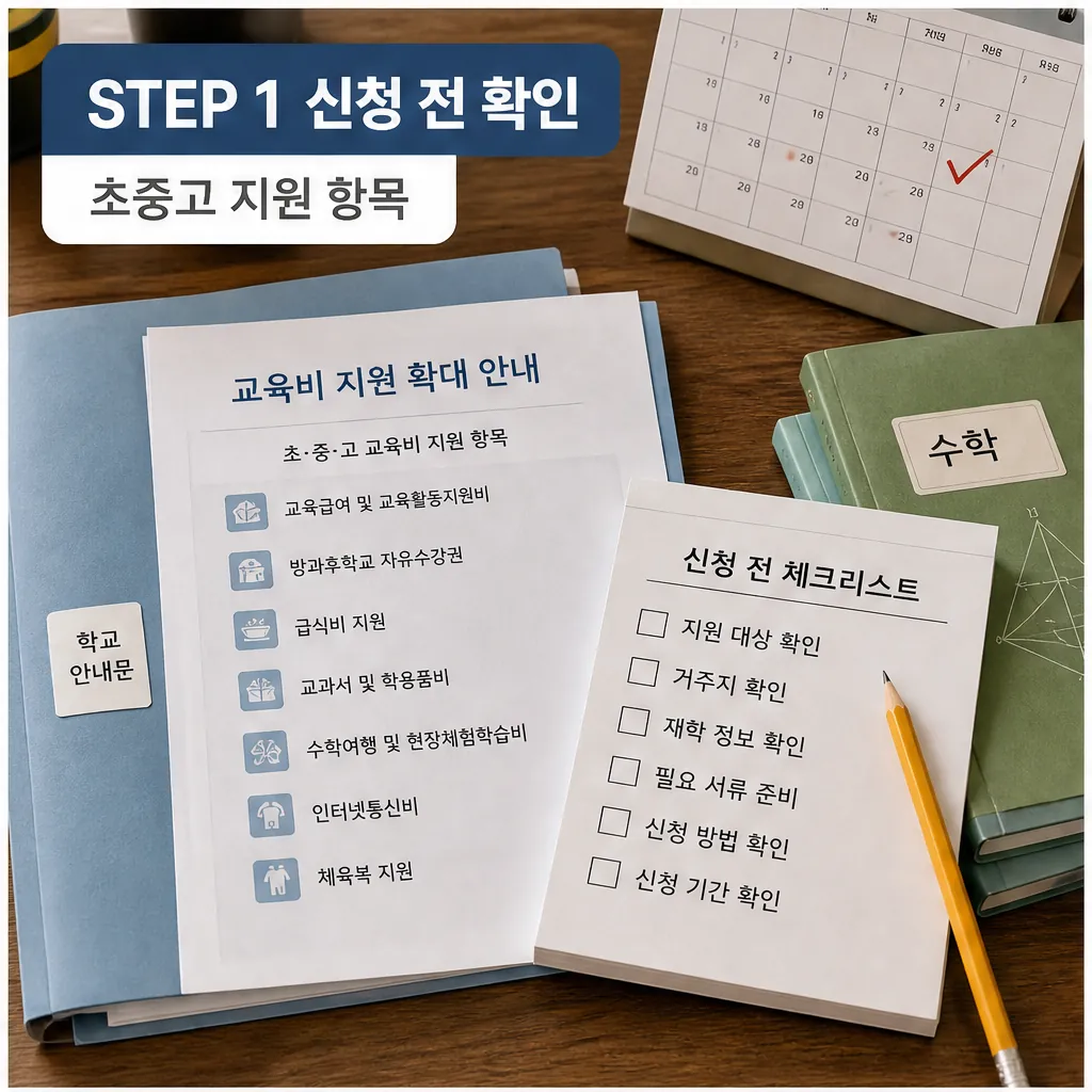 울산시 초중고 교육비 지원 확대 신청 전 확인 체크리스트 본문 이미지