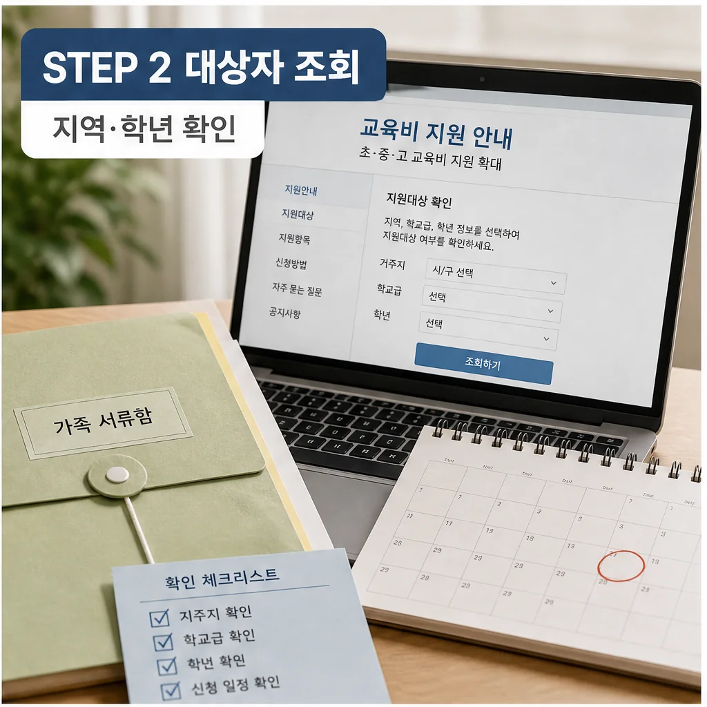 울산시 교육비 지원 대상자 지역 학년 조회 안내 본문 이미지