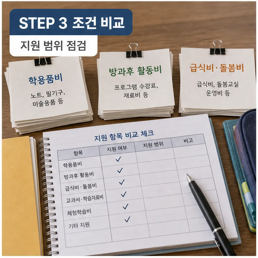 초중고 교육비 지원 범위와 조건 비교 체크 본문 이미지
