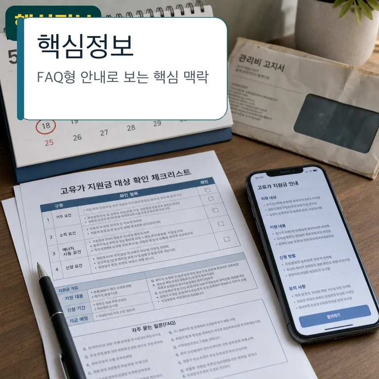고유가 지원금 FAQ 핵심정보를 확인하는 달력과 안내 체크리스트 이미지
