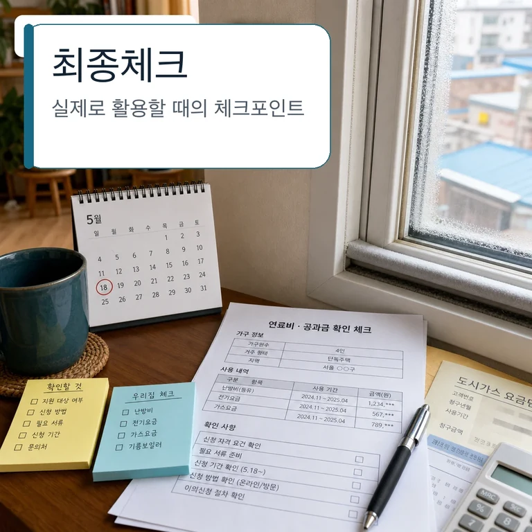 고유가 지원금 활용 전 생활비와 에너지 사용 체크포인트를 정리한 이미지