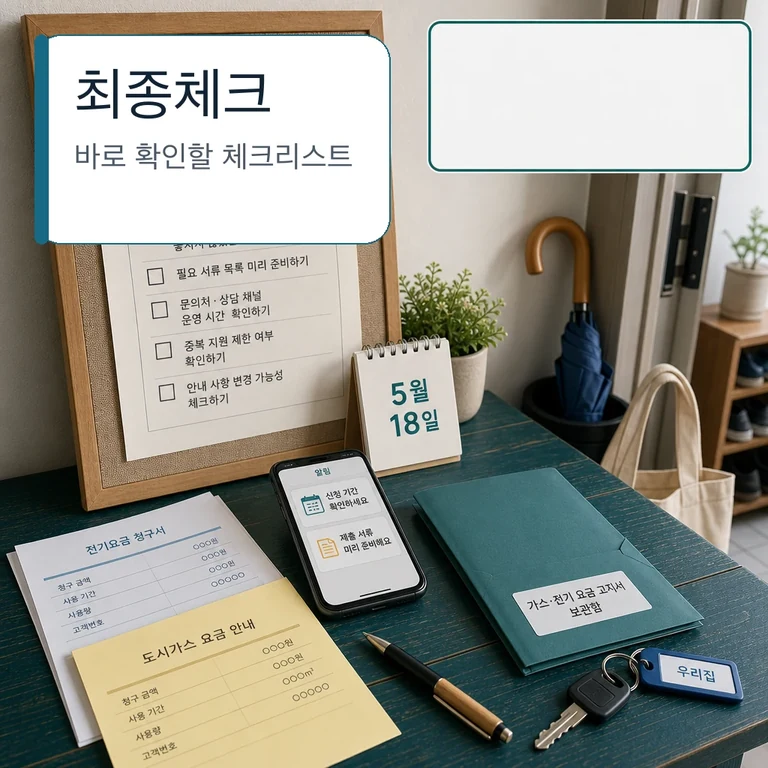 고유가 지원금 신청 전 최종 확인 항목을 점검하는 체크리스트 이미지