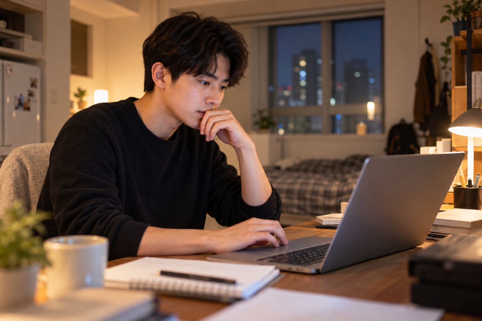 집에서 노트북으로 청년전세대출을 온라인 신청하는 모습