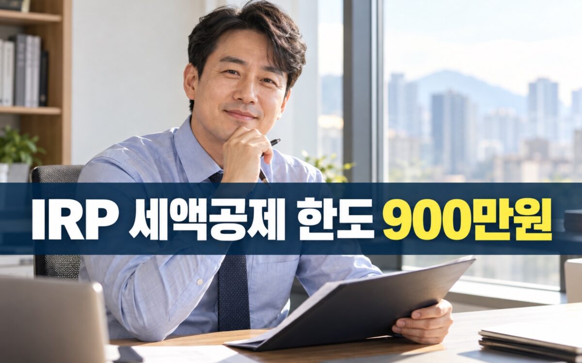 사무실 책상 앞에서 IRP 세액공제 관련 서류를 살펴보는 직장인 남성