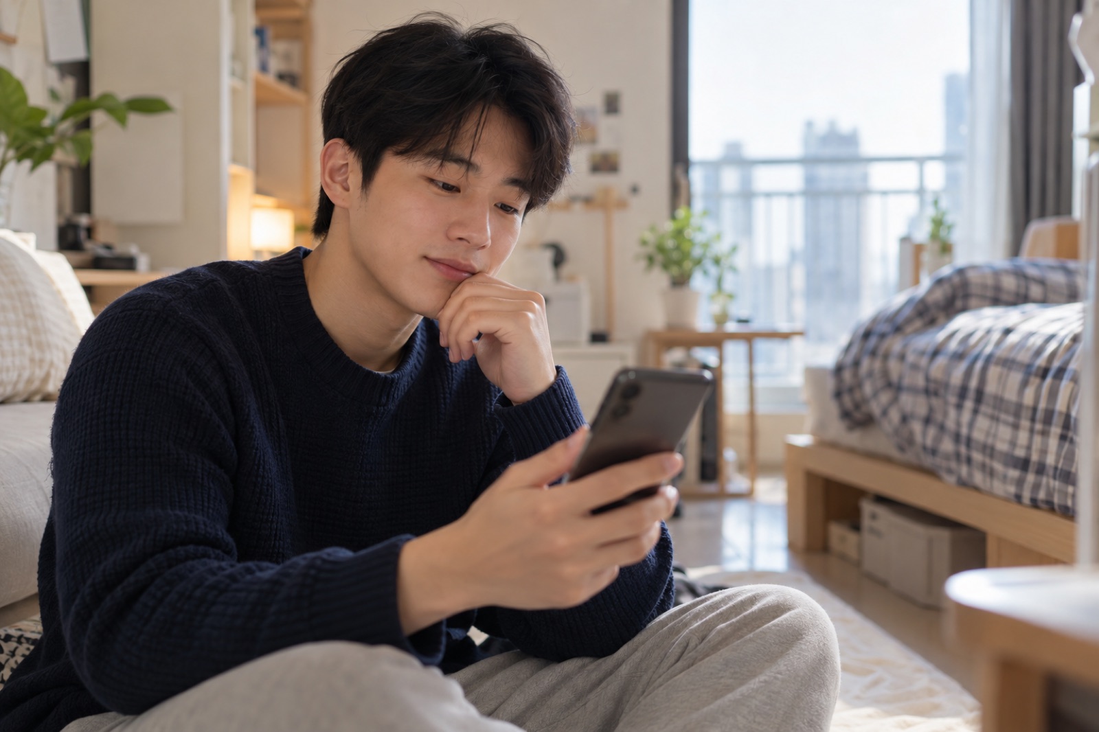 임대주택에서 월세 지원금 입금 내역을 확인하는 청년